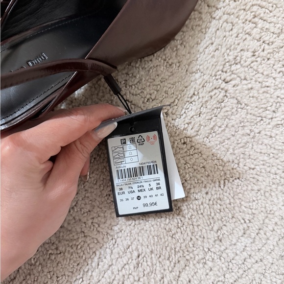 burgundy Slingback Heels Massimo Dutti - Picture 3 of 7